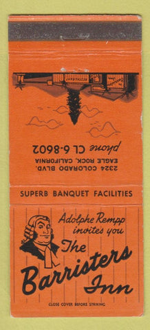 Matchbook Cover - Barristers Inn Eagle Rock CA 30 Strike