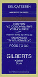 Matchbook Cover - Gilberts Kosher Style Deli San Francisco CA 30 Strike