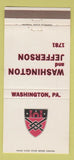 Matchbook Cover - Washington and Jefferson Washington PA 30 Strike