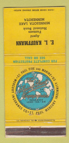 Matchbook Cover - EL Kauffmann Insurance Minnesota Lake MN WEAR 30 Strike