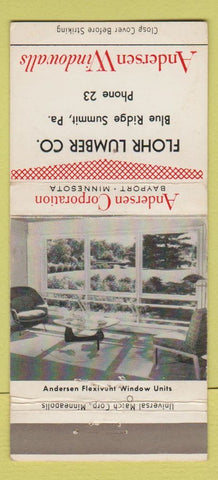 Matchbook Cover - Andersen Windows Flohr Lumber Blue Ridge Summit PA 30 Strike