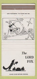 Matchbook Cover - The Lord Fox Foxboro MA 30 Strike