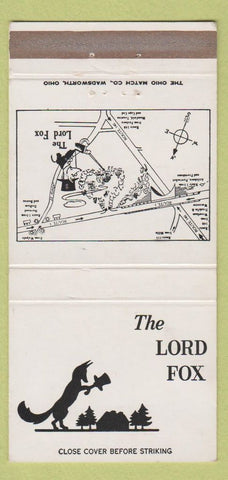 Matchbook Cover - The Lord Fox Foxboro MA 30 Strike