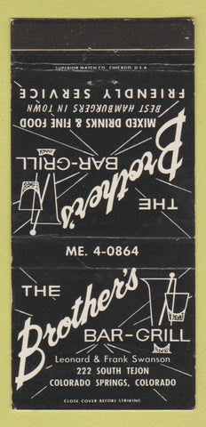 Matchbook Cover - The Brother's Bar Grill Colorado Springs 30 Strike