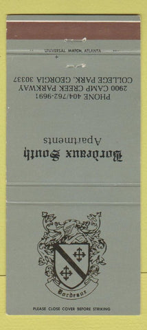 Matchbook Cover - Bordeaux South Apartments College Park GA 30 Strike