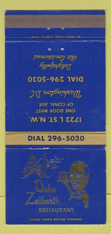 Matchbook Cover - Duke Zeibert's Restaurant Washington DC 30 Strike