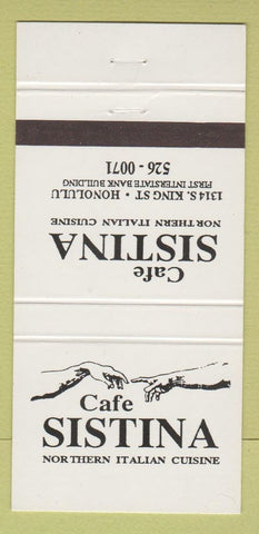 Matchbook Cover - Cafe Sistina Italian Honolulu Hawaii 30 Strike