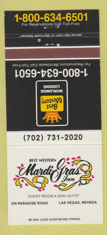 Matchbook Cover - Best Western Mardi gras Inn Las Vegas NV 30 Strike