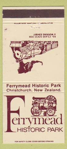 Matchbook Cover - Ferrymead Historic Park trains Christchurch NZ 30 Strike