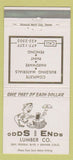 Matchbook Cover - Odds and Ends Lumber Denver Colorado 30 Strike