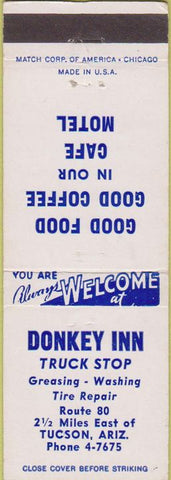 Matchbook Cover - Donkey Inn Tucson AZ Truck Stop