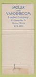 Matchbook Cover Moller & Vanderboom Lumber Quincy IL Forest Fires WEAR 30 Strike
