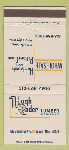 Matchbook Cover - Hugh Rader Lumber Detroit MI 30 Strike