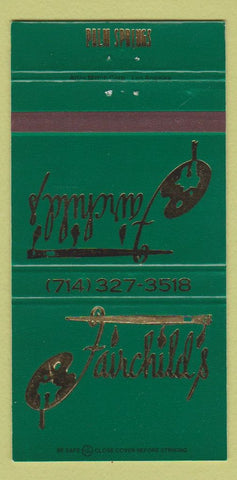 Matchbook Cover - Fairchild's Golf Center Palm Springs CA 30 Strike