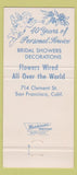 Matchbook Cover - Pinelli's Flowers San Francisco CA 30 Strike