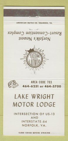Matchbook Cover - Lake Wright Motor Lodge Norfolk VA 30 Strike