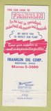 Matchbook Cover - Franklin Oil Corp Bedford OH 30 Strike