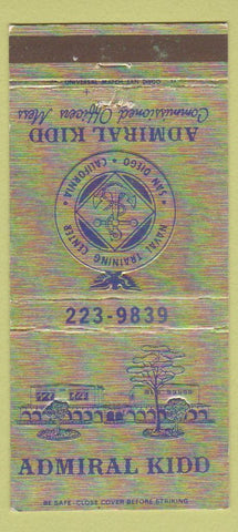 Matchbook Cover - Admiral Kidd Officers Mess San Diego CA 30 Strike