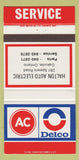 Matchbook Cover - AC Delco Halton Auto Electric Oakville ON 30 Strike
