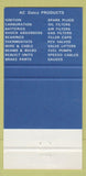 Matchbook Cover - AC Delco Halton Auto Electric Oakville ON 30 Strike