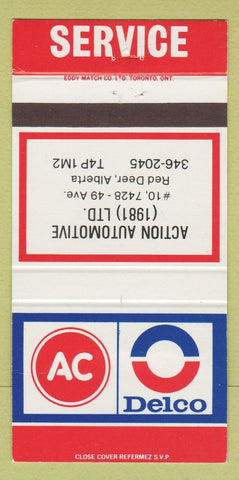 Matchbook Cover - AC Delco Action Automotive Red Deer AB 30 Strike
