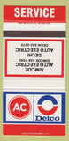 Matchbook Cover - AC Delco Simcoe Delhi ON 30 Strike