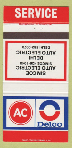 Matchbook Cover - AC Delco Simcoe Delhi ON 30 Strike
