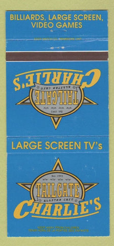 Matchbook Cover - Tailgate Charlie's Hamilton Oshawa Sudbury ON WEAR 30 Strike
