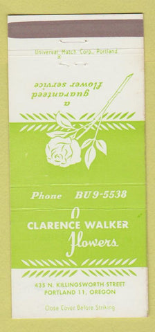 Matchbook Cover - Clarence Walker Flowers Portland OR  30 Strike