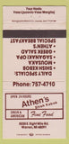 Matchbook Cover - Athen's Shish Kabob Greek Warren MI WEAR 30 Strike