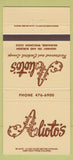 Matchbook Cover - Alioto's Restaurant Milwaukee WI 30 Strike