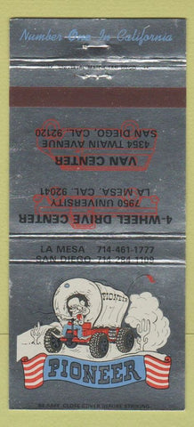 Matchbook Cover Pioneer 4 Wheel Drive Van Center San Diego La Mesa CA 30 Strike