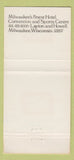 Matchbook Cover - Red Carpet Hotel Milwaukee WI 30 Strike