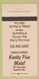 Matchbook Cover - Charles Brock Knotty Pine Motel Hazelwood MO 30 Strike