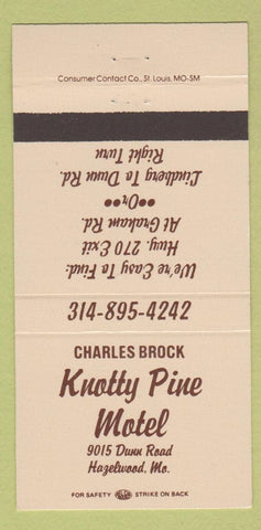 Matchbook Cover - Charles Brock Knotty Pine Motel Hazelwood MO 30 Strike