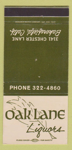 Matchbook Cover - Oak Lane Liquors Bakersfield CA WEAR 30 Strike
