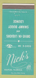Matchbook Cover - Nick's Bar Liquor Naples FL 30 Strike