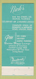 Matchbook Cover - Nick's Bar Liquor Naples FL 30 Strike