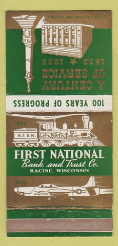 Matchbook Cover - First National Bank Racine WI 1953 WEAR 30 Strike