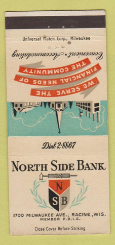Matchbook Cover - North Side Bank Racine WI 30 Strike
