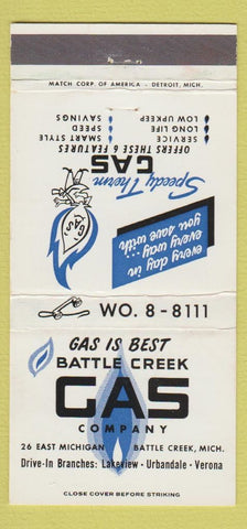 Matchbook Cover - Battle Creek Gas Company MI Urbandale Verona 30 Strike