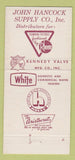 Matchbook Cover - John Hancock Supply Memphis TN plumbing heating 30 Strike