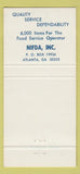 Matchbook Cover - Nifda Food Service Atlanta GA 30 Strike