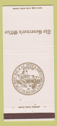 Matchbook Cover - Governor of North Carolina NC 30 Strike