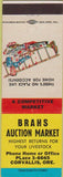 Matchbook Cover - Brahs Auction Market Livstock Corvallis OR