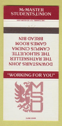 Matchbook Cover - McMaster University Students Union Hamilton ON  30 Strike