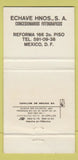 Matchbook Cover - Plaza Santa Cecilia Garibaldi Mexico Cuervo Tequila  30 Strike