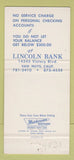 Matchbook Cover - Lincoln Bank Van Nuys CA 30 Strike