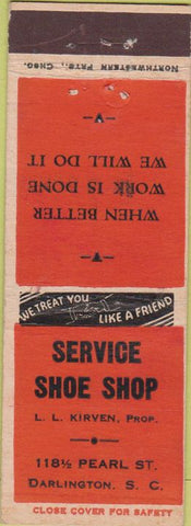 Matchbook Cover - Service Shoe Shop Darlington SC