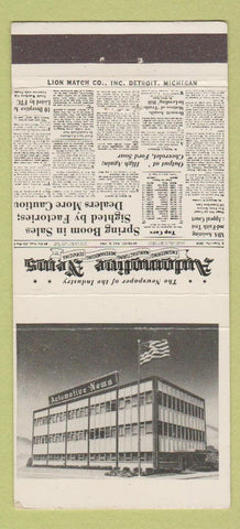 Matchbook Cover - Automotive News Publication  30 Strike